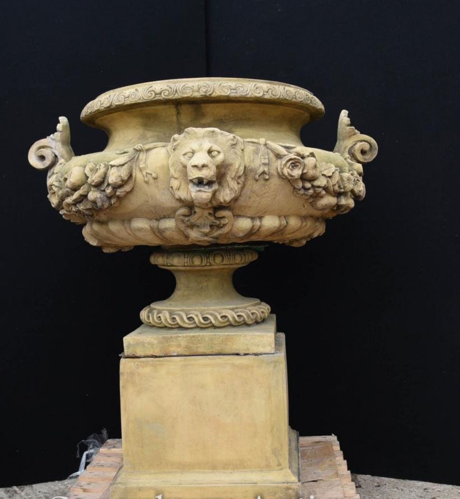photo buy Large English Stone Garden Urn On Pedestal Plinth Classic Architectural