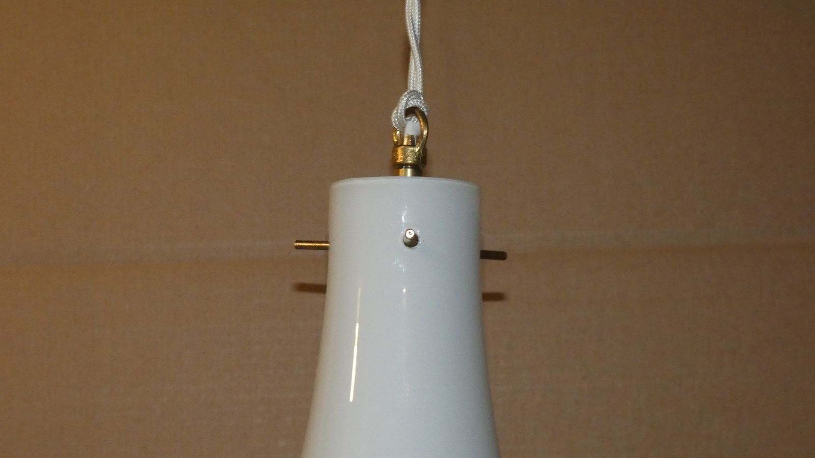 Italian Pendant In Opaline And Brass From Arteluce, 1950s photo for sale
