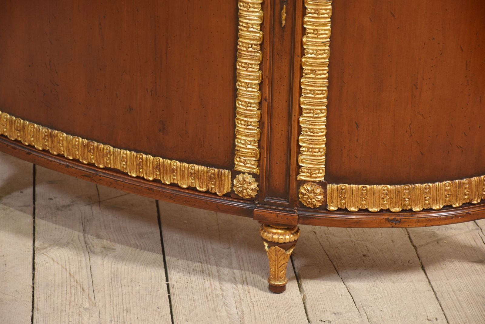 Italian Marquetry And Mahogany Parcel Gilt Bow Front Cabinet photo 2730.0