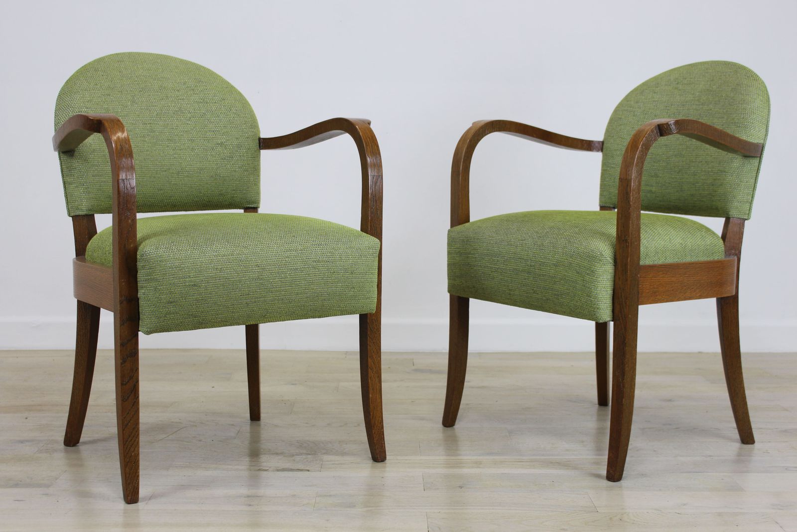 Stylish Pair French Oak Bridge Chairs C 1950 photo vinterior