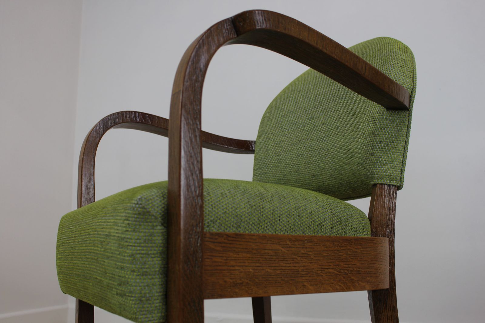 photo vinterior Stylish Pair French Oak Bridge Chairs C 1950