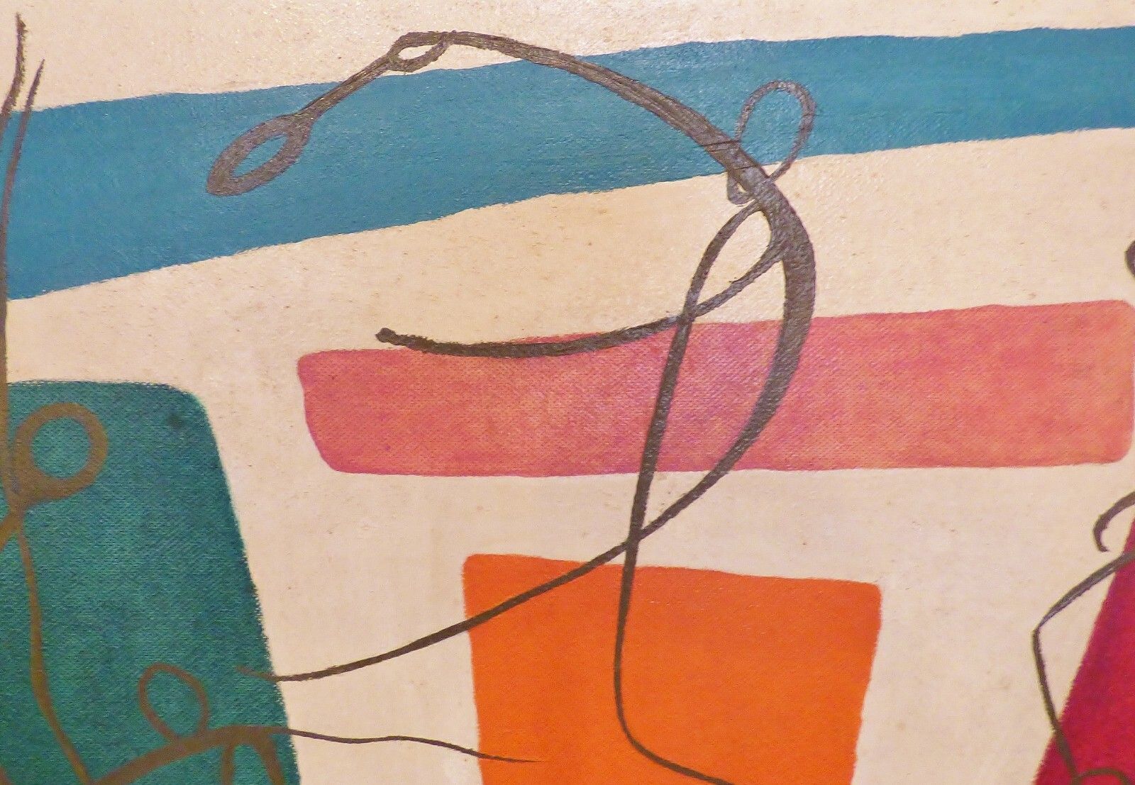 1950's Abstract Oil Painting ' Playing Tennis ' By Dermot Stewart 1950's photo 445.0