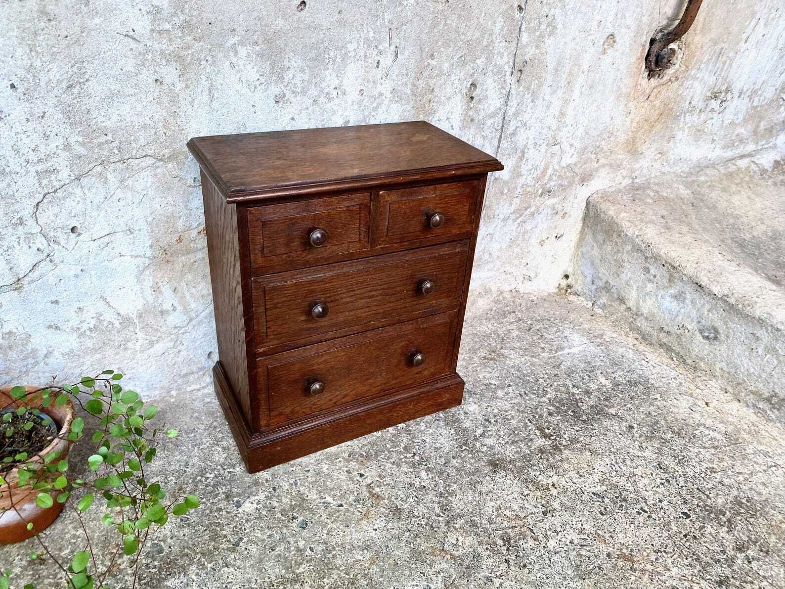 Antique Victorian Oak Miniature Chest Of Drawers   Apprentice   Desktop photo for sale
