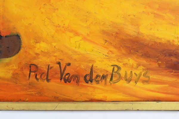 Piet Van Den Buys, Large Landscape, 1950s, Oil On Canvas photo for sale