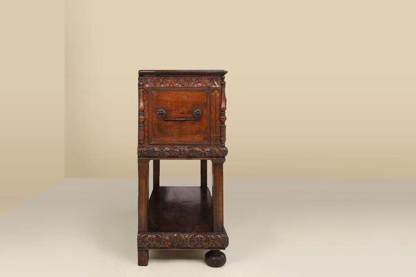 photo furniture Italian Renaissance Cabinet In Walnut With Carvings, 16th Century
