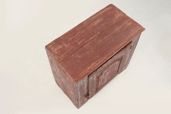 Furniture Parisian Rustic Cabinet In Burgundy Painted Pine, 1820s photo