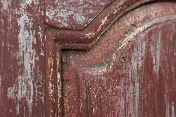photo buy Parisian Rustic Cabinet In Burgundy Painted Pine, 1820s
