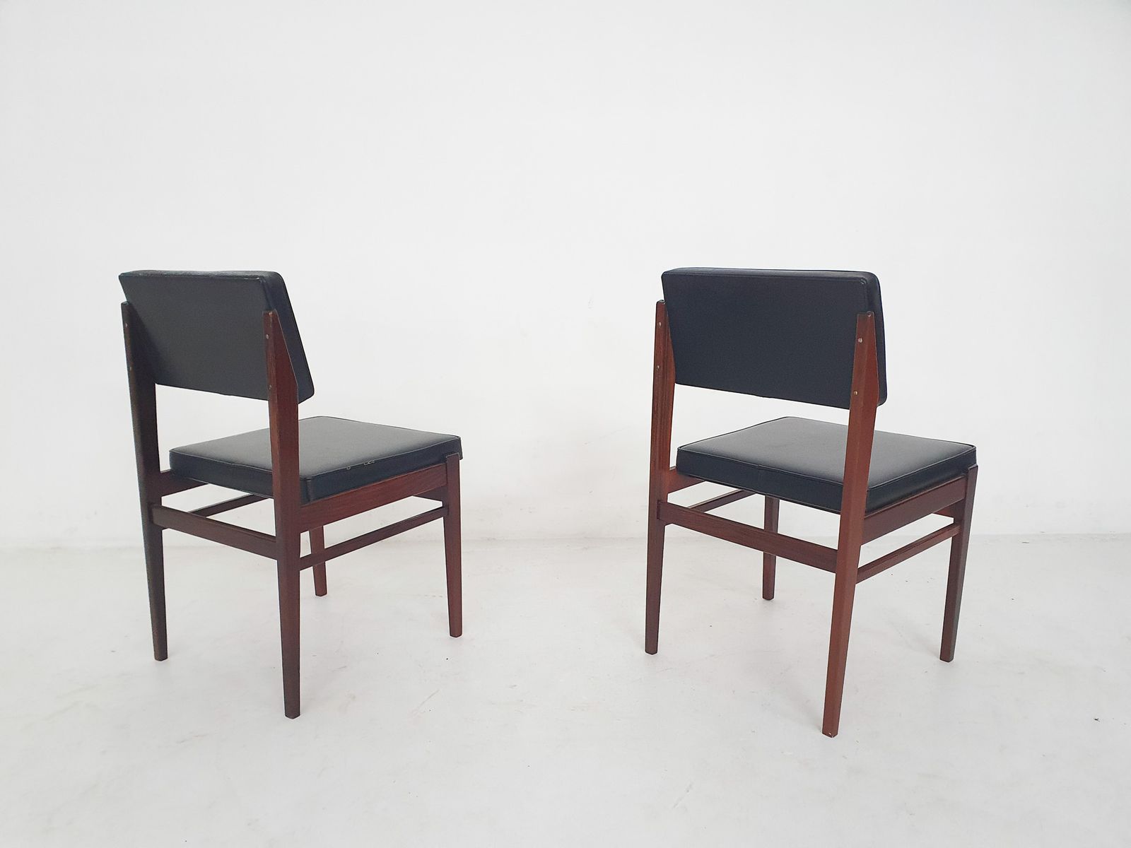 Set Of 2 Topform Dining Chairs In Black Faux Leather, The Netherlands 1950’s photo Furniture