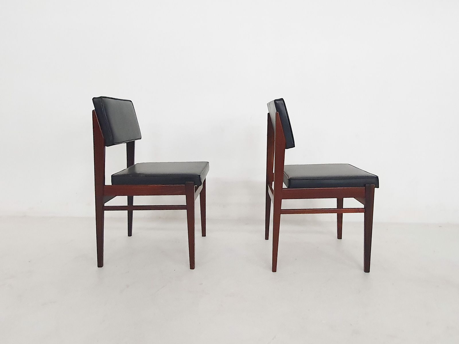 Set Of 2 Topform Dining Chairs In Black Faux Leather, The Netherlands 1950’s photo 209.0