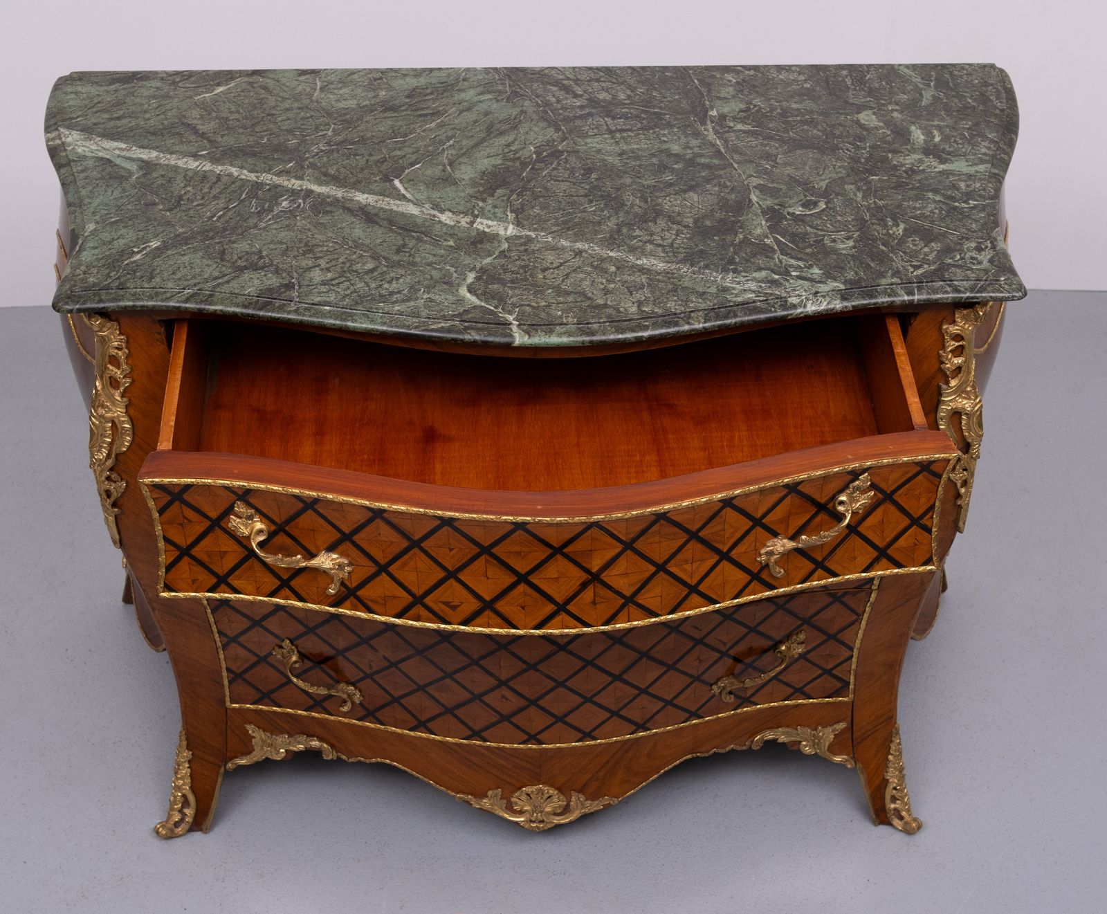 Furniture Stunning Dutch Louis XV Checkerboard Inlay Chest Of Drawers photo