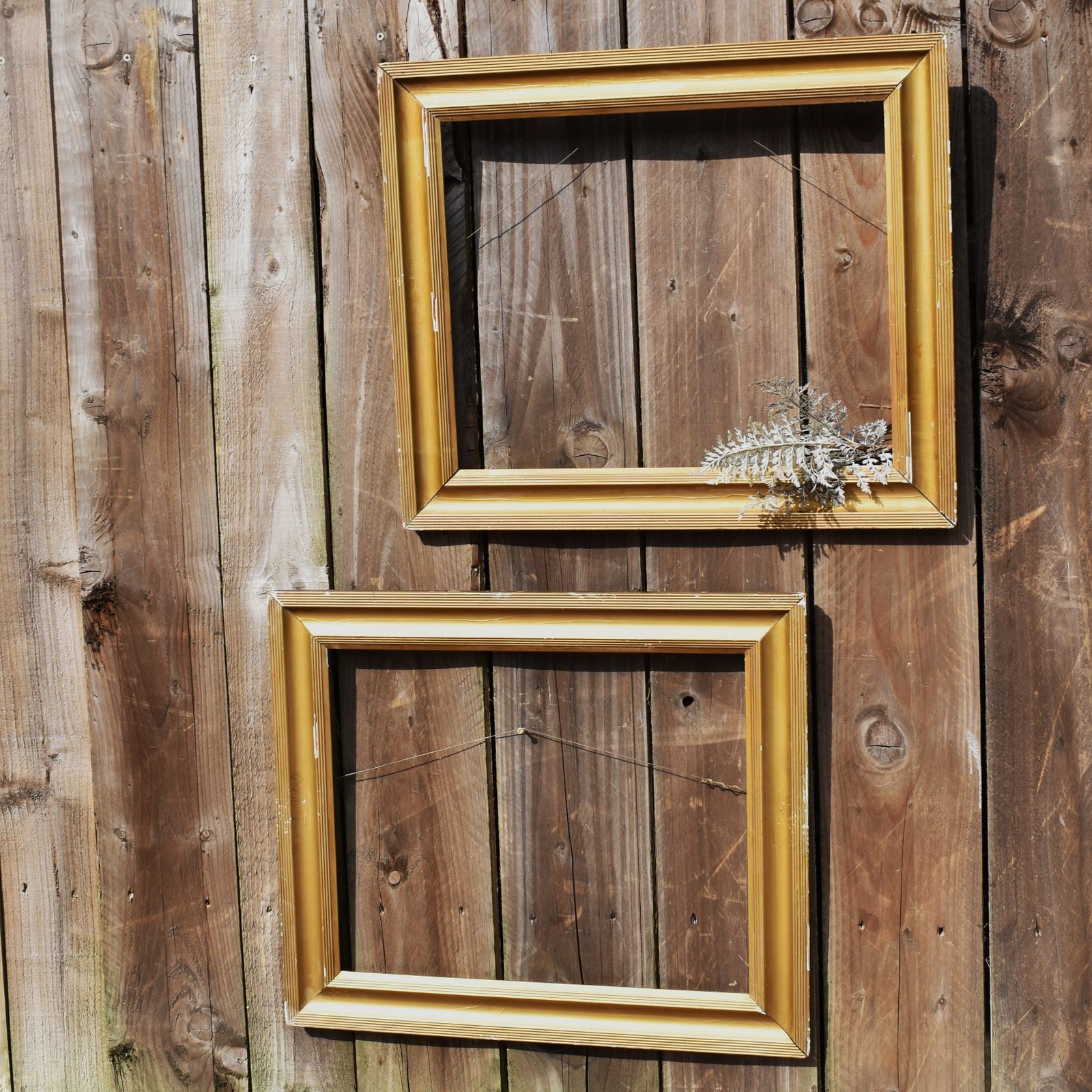 Antique 20th Century Salvaged Gilt Gold Painted Wooden Gallery Wall Frame Pair photo 175.0