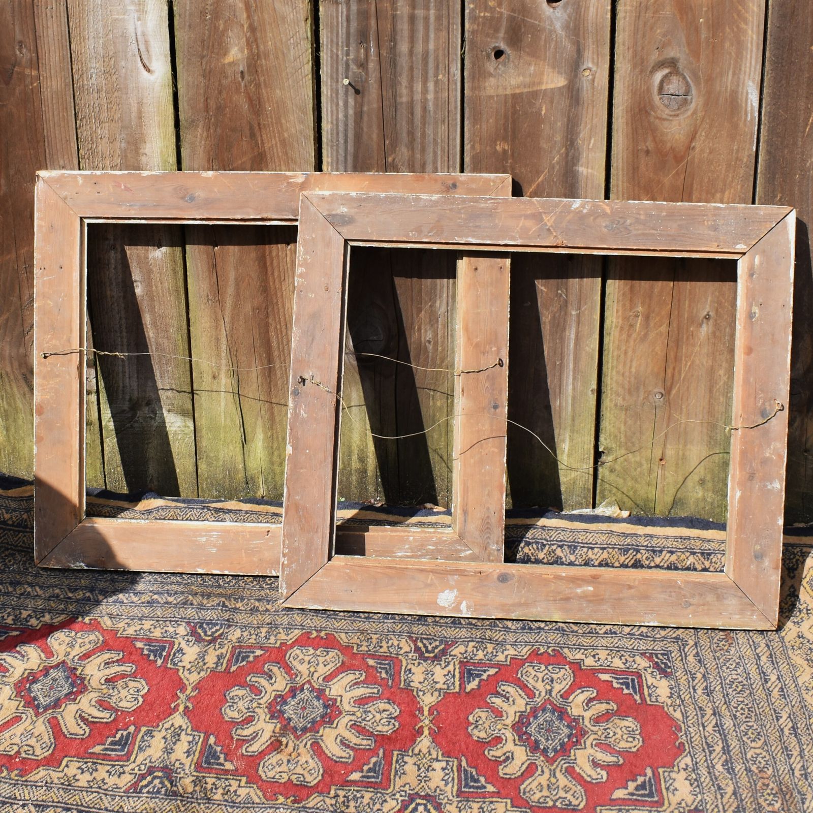Antique 20th Century Salvaged Gilt Gold Painted Wooden Gallery Wall Frame Pair photo buy