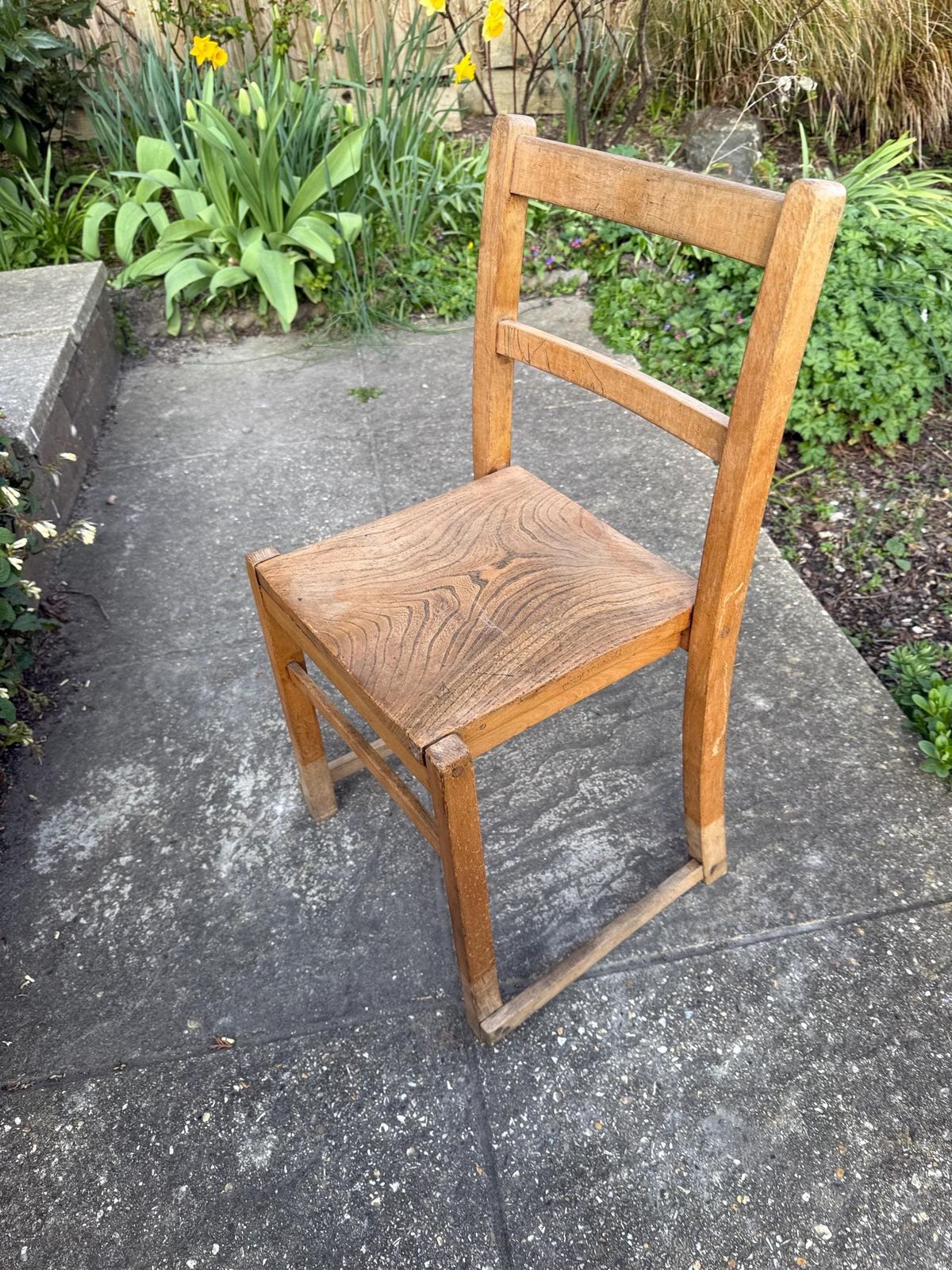 Vintage Child's Chair   Rustic Wooden Child's Chair, Mid Century Chair   Playroom Furniture, Bedroom Chair photo for sale