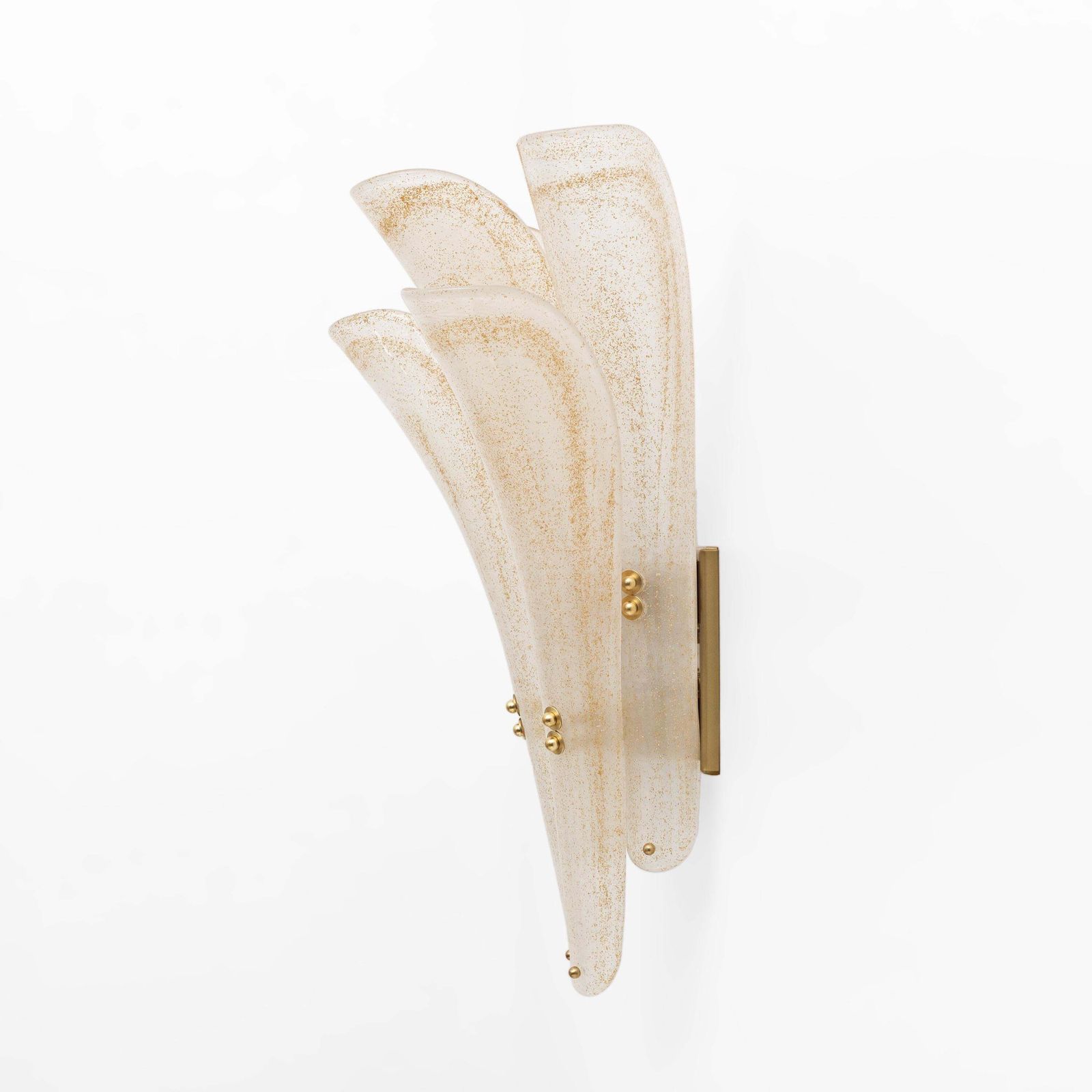 Pair Of 20th Century Modern Sconces In Frosted Murano Glass And Gold Leaf photo vinterior
