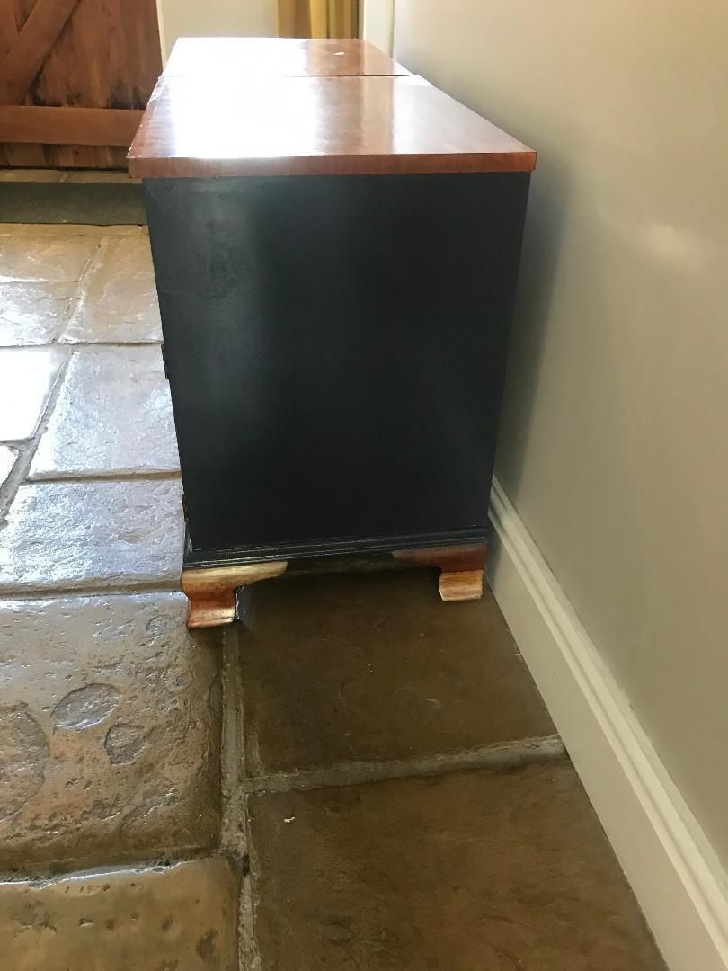 Pair Of Cabinets, Georgian Style, Oak And Mahogany With Beautiful Deep Blue Accents photo vintage