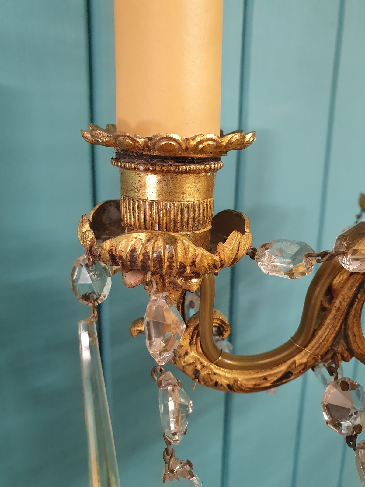 Early 20th Century Small Five Arm Chandelier With Swag And Drips 12" photo 545.0