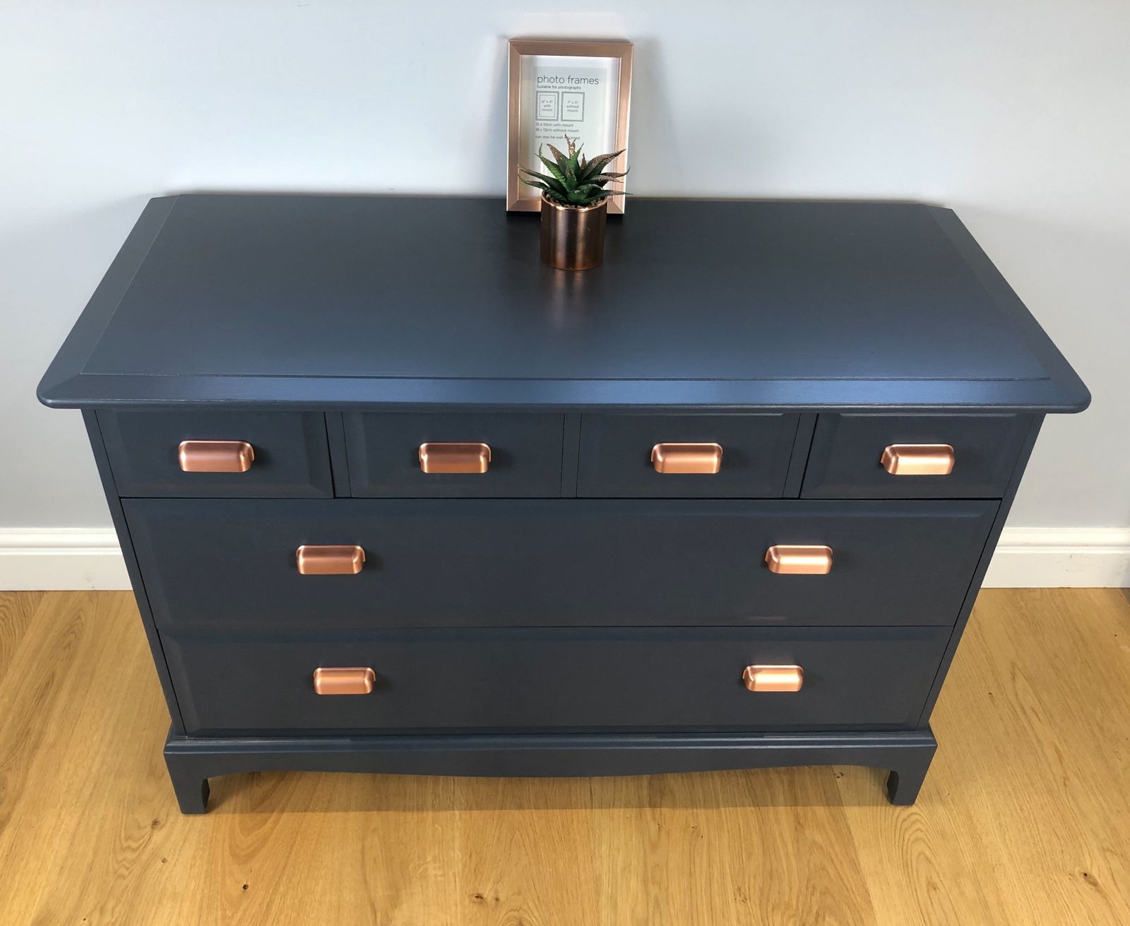 photo buy Stag Minstrel Pair Of 4 Over 2 Chest Of Drawers Painted Blue