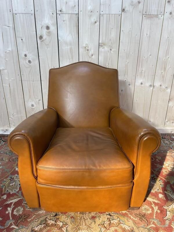 Fauteuil Club En Cuir Havane