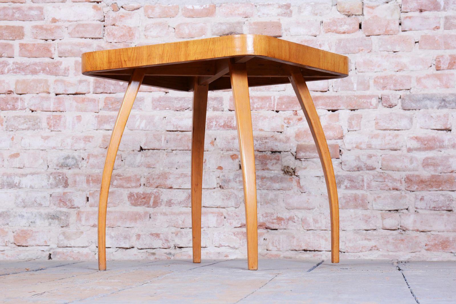 Restored Art Deco "Pavouk" Table, By J, Halabala, Up Závody, Oak, Czech, 1940s photo vinterior