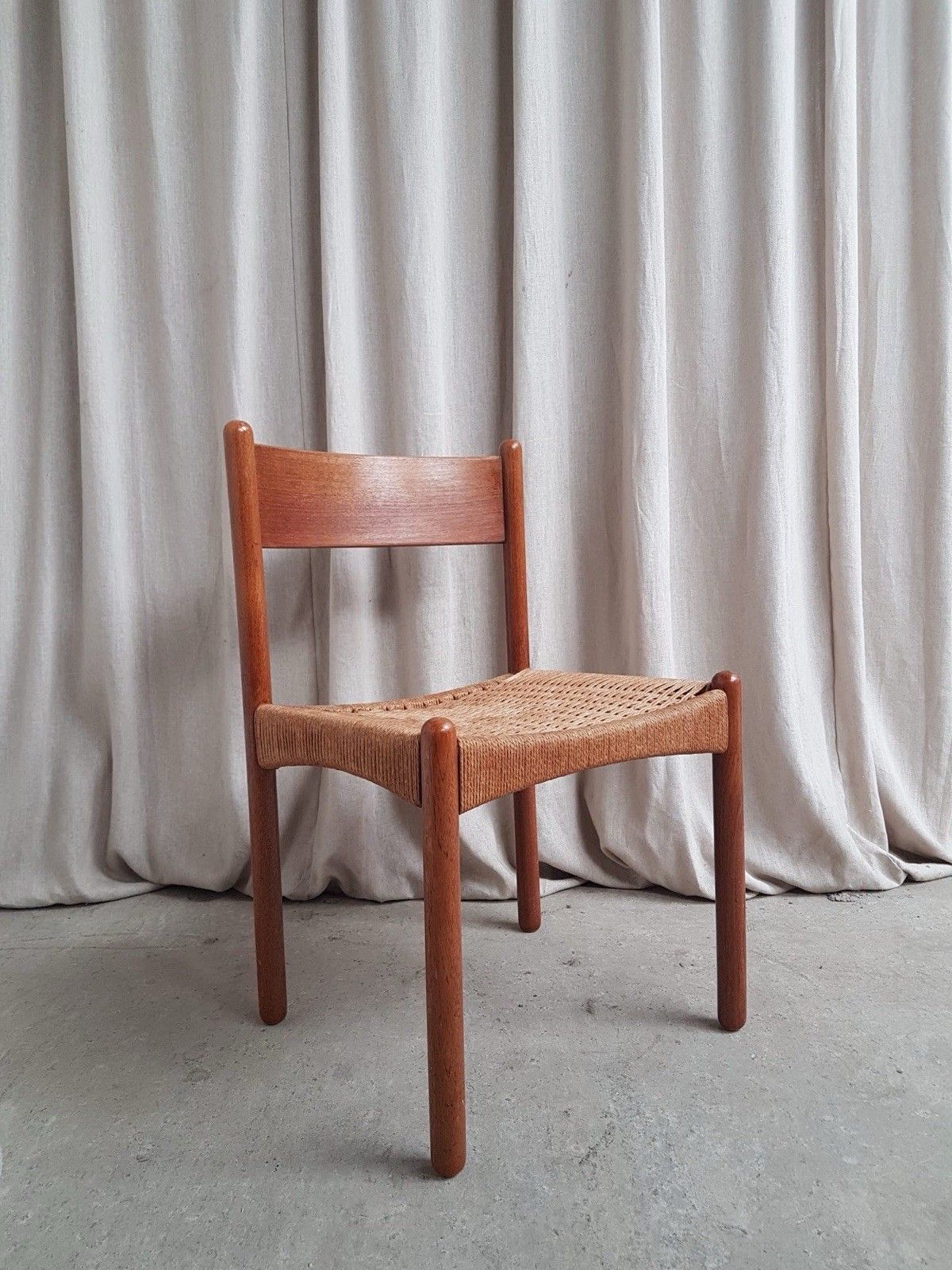 Vtg Mid Century Danish Papercord Dining Side Desk Chair Scandi Retro R803 photo for sale