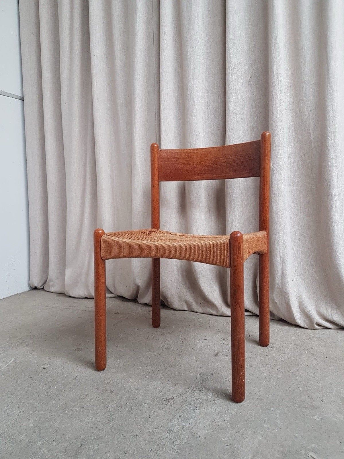 Vtg Mid Century Danish Papercord Dining Side Desk Chair Scandi Retro R803 photo Furniture