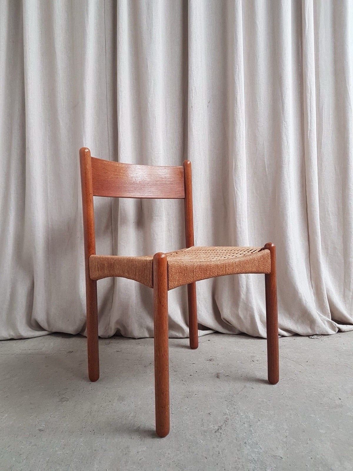 Vtg Mid Century Danish Papercord Dining Side Desk Chair Scandi Retro R803 photo vintage