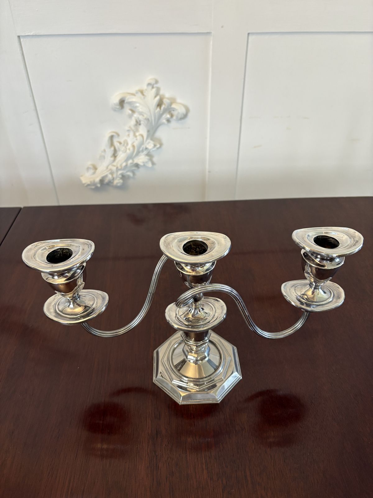 Pair Of Antique Early 20th Century Quality Silver Plated Candelabras photo for sale
