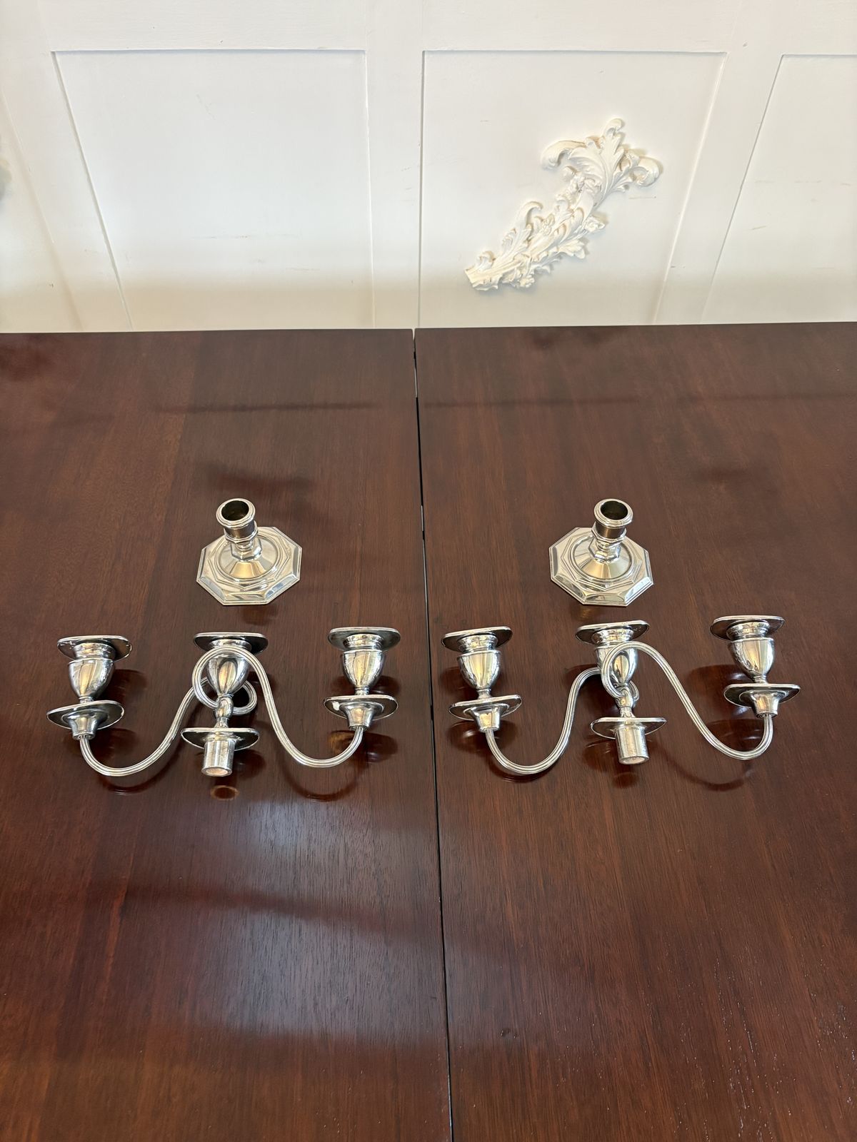 Pair Of Antique Early 20th Century Quality Silver Plated Candelabras photo vintage