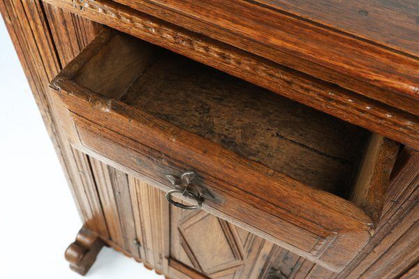 Belgian Hand Carved Single Door Cabinet In Oak, 16th Century photo vinterior