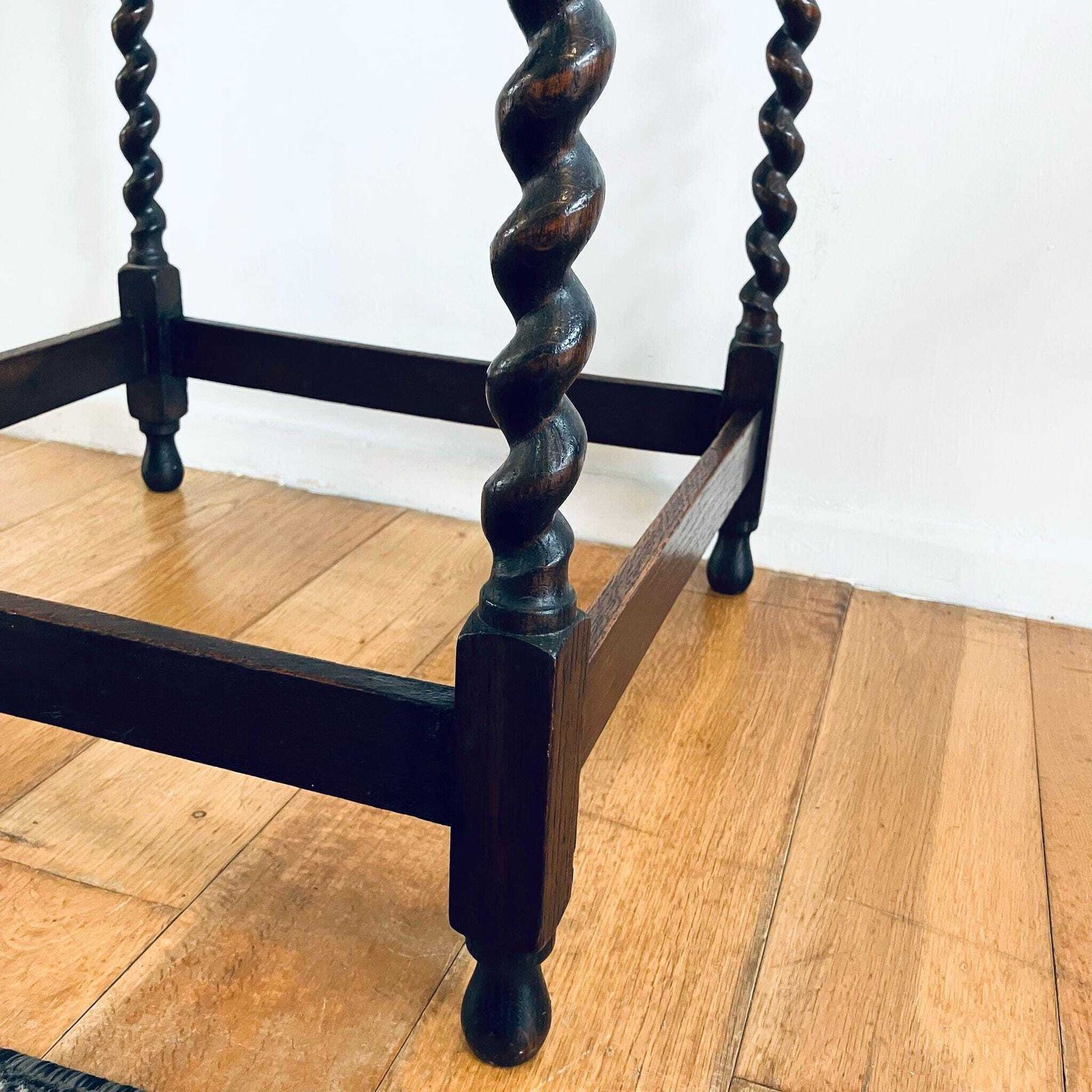 Antique Early 20th Century French Dark Oak Side/Hall Table Twist Leg Lamp Stand photo buy
