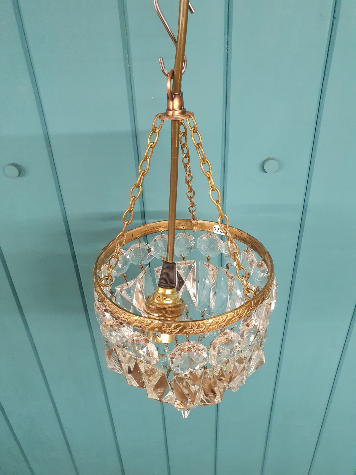 Early 20th Century Small Prism Bag Chandelier 6" photo vinterior
