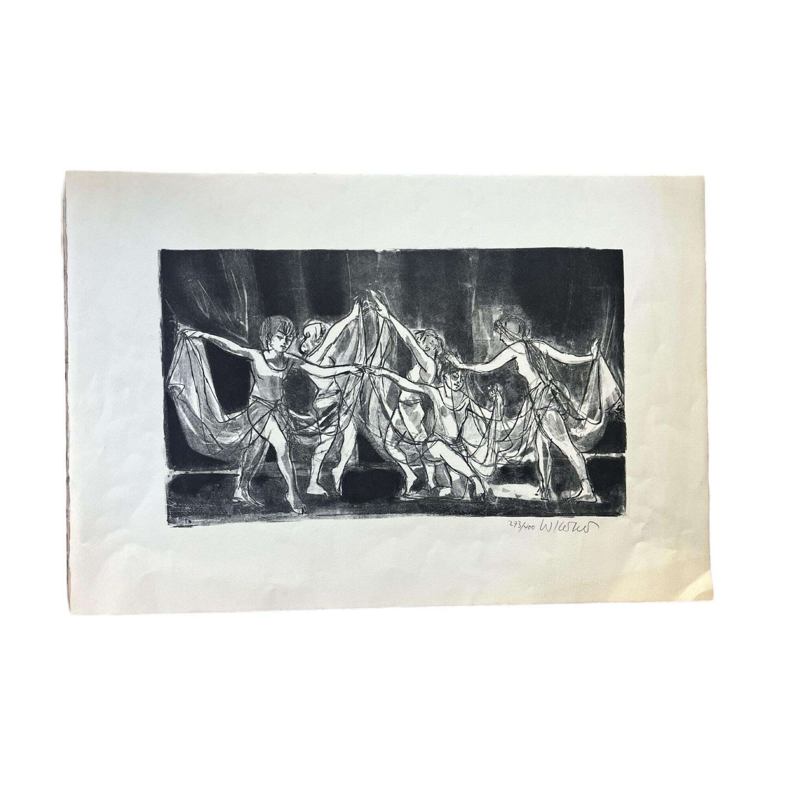 Mid Century 1960s Lithograph Print Signed By Artist, Modern Folk Decor, Classical Mythology Artwork Wall Decor   Ethereal Greek Fantasy Art