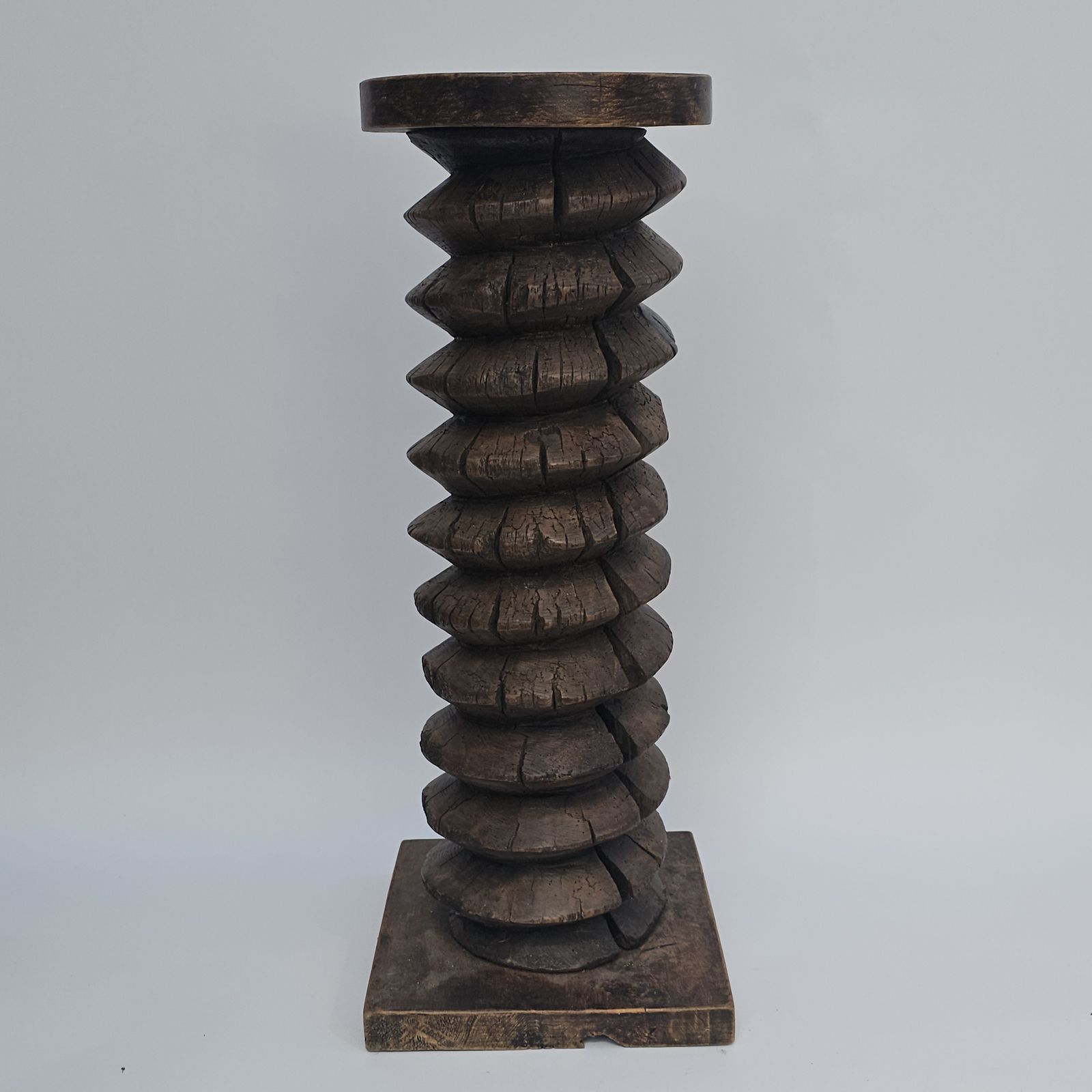 Vintage Large French Wine Press Corkscrew Pedestal Stand Plant Stand Jardiniere photo vintage