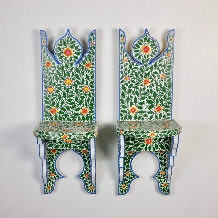 Pair Of Handmade Bedside Tables Or Shelves From Tunisia, Circa 1980 photo for sale