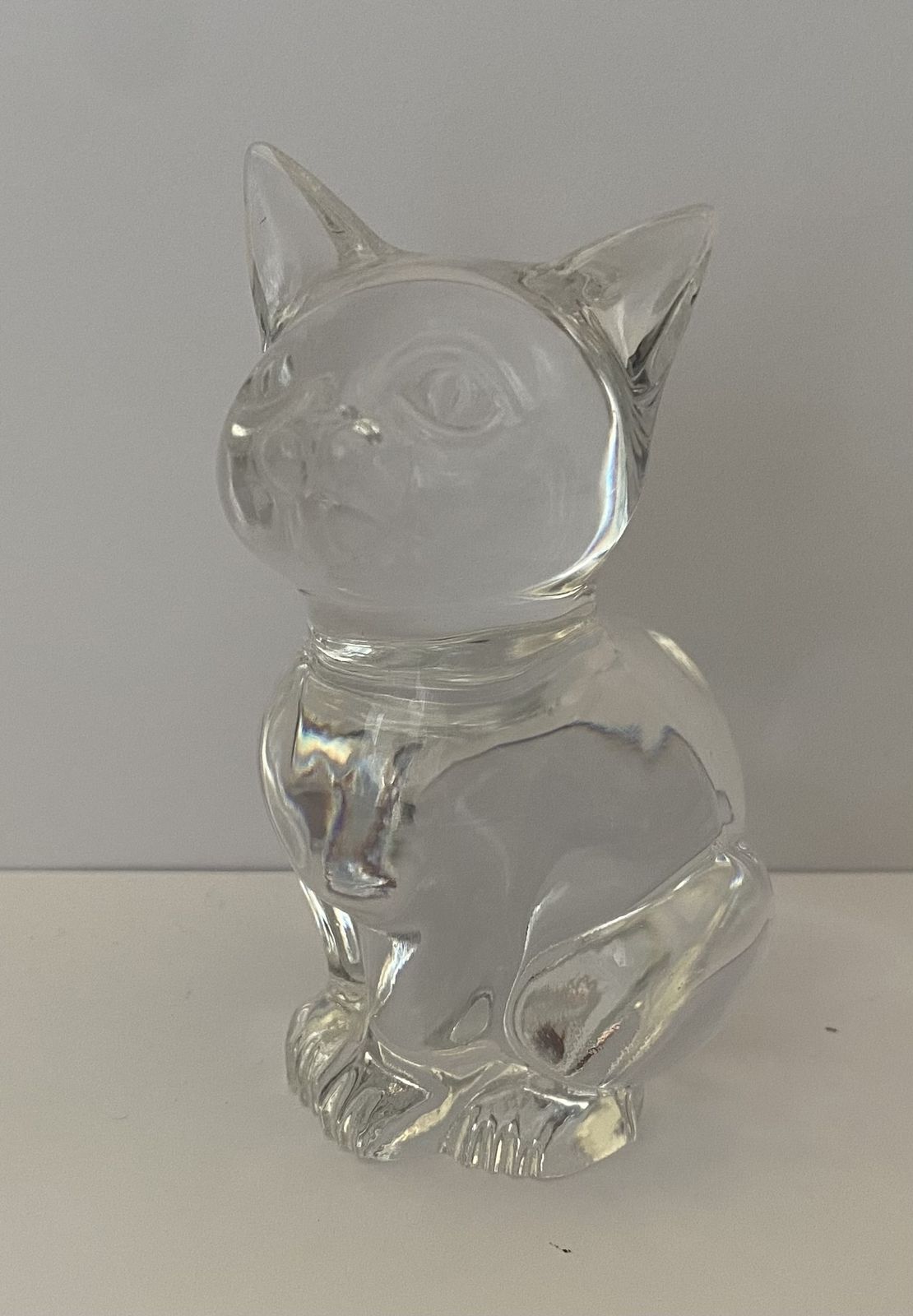 Original, Daum France, Handmade Studio Crystal Cat Figuring, Signed photo furniture