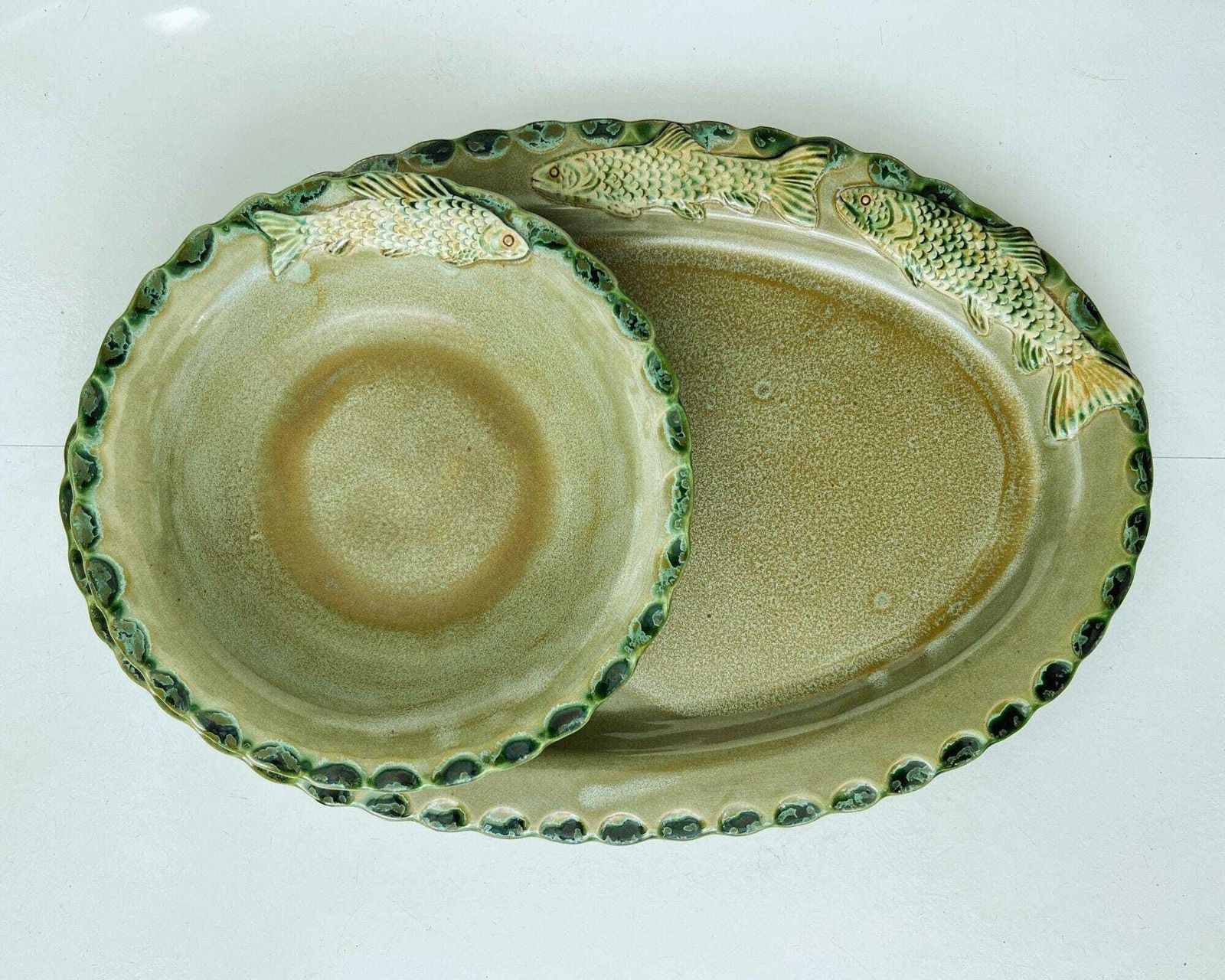 Keramisch Visservies | 20 Delig | Groen Xl | Spanje, Handgemaakt photo 975.0