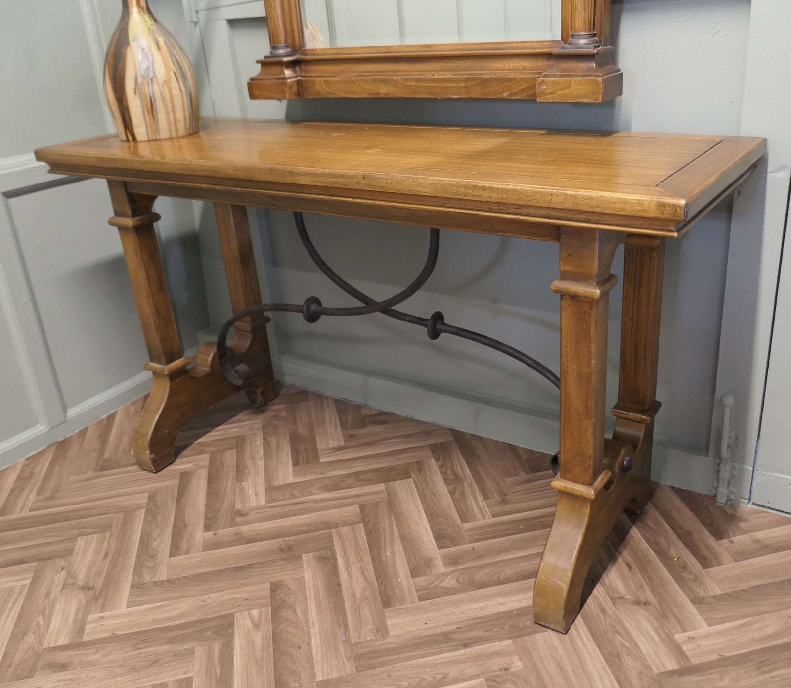 Golden Oak Arts And Crafts Console And Mirror photo 1920.0