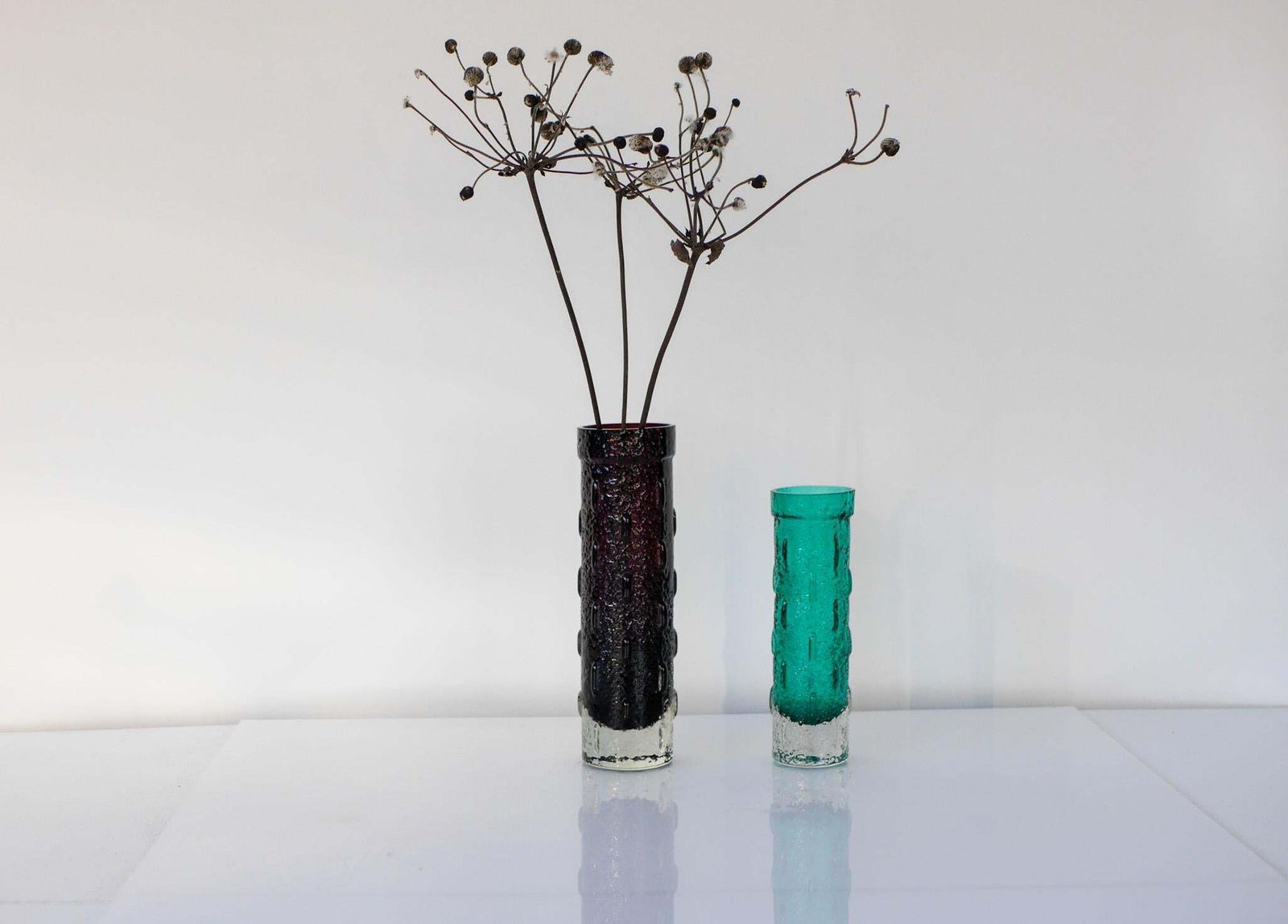 495.0 Mid Century Modern Finnish Glass Vases By Tamara Aladin For Riihimäan Lasi photo