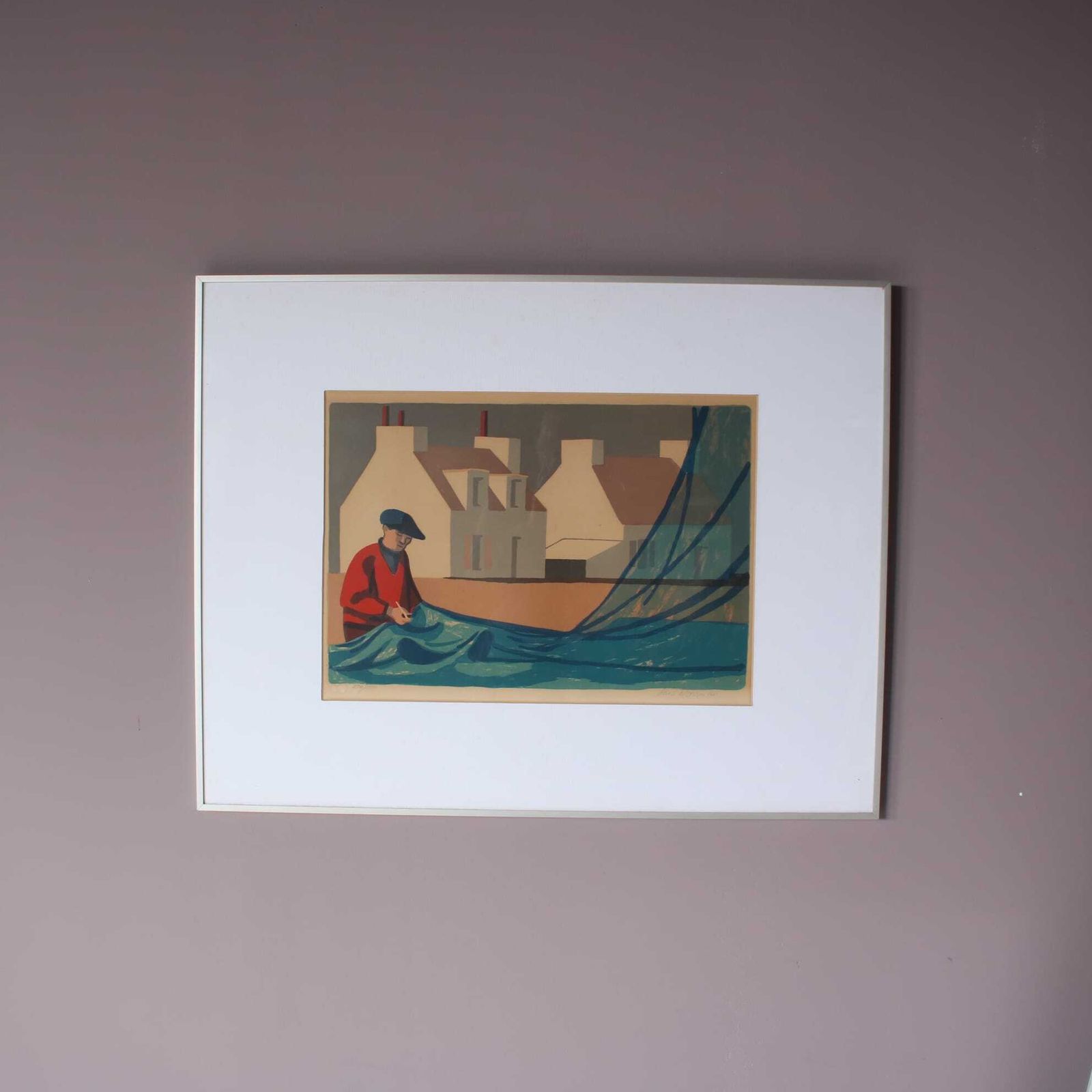 1950s Framed Lithograph By Lars Norrman, Sweden
