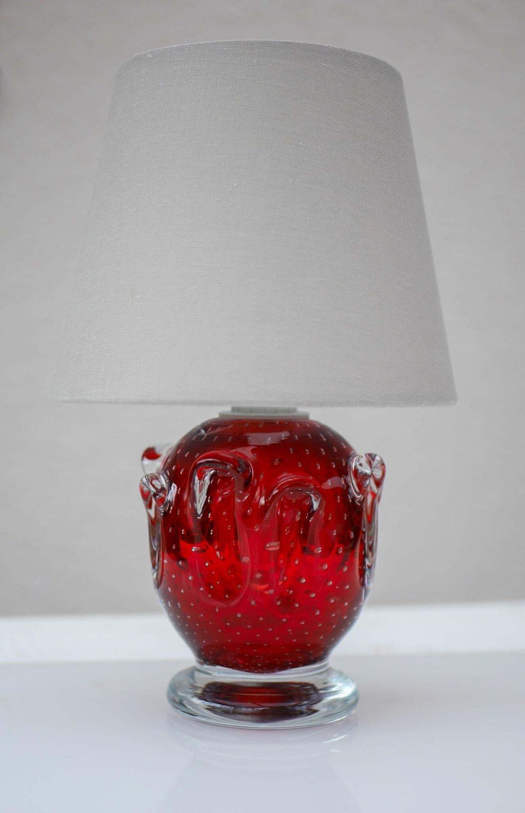 Een Heldere Rode Kristalglazen Lamp Van Börne Augustsson Voor åseda, Zweden photo 439.0