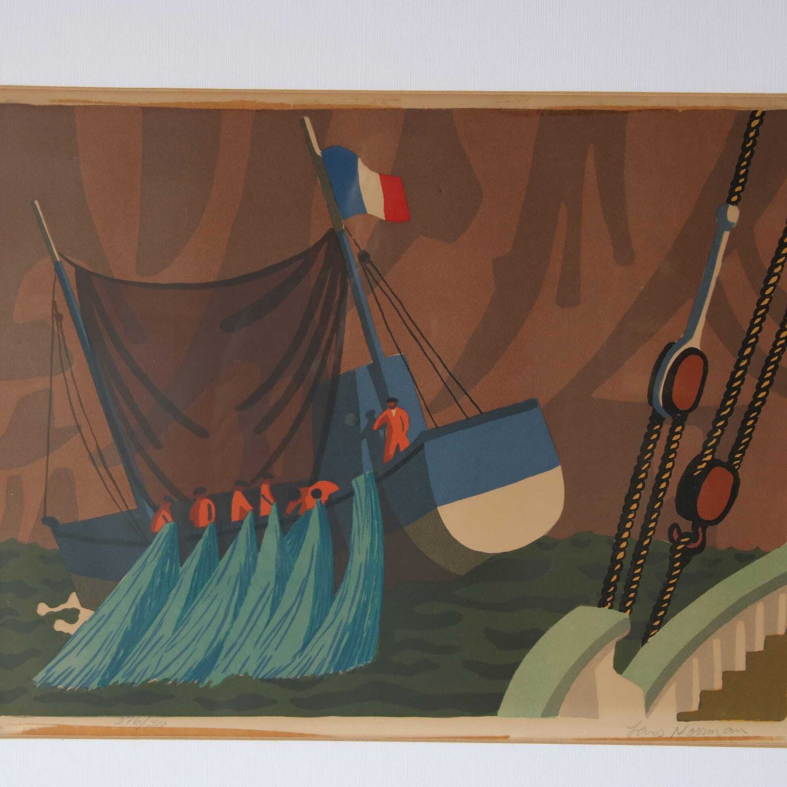 1950s Framed Lithograph By Lars Norrman, Sweden photo vinterior