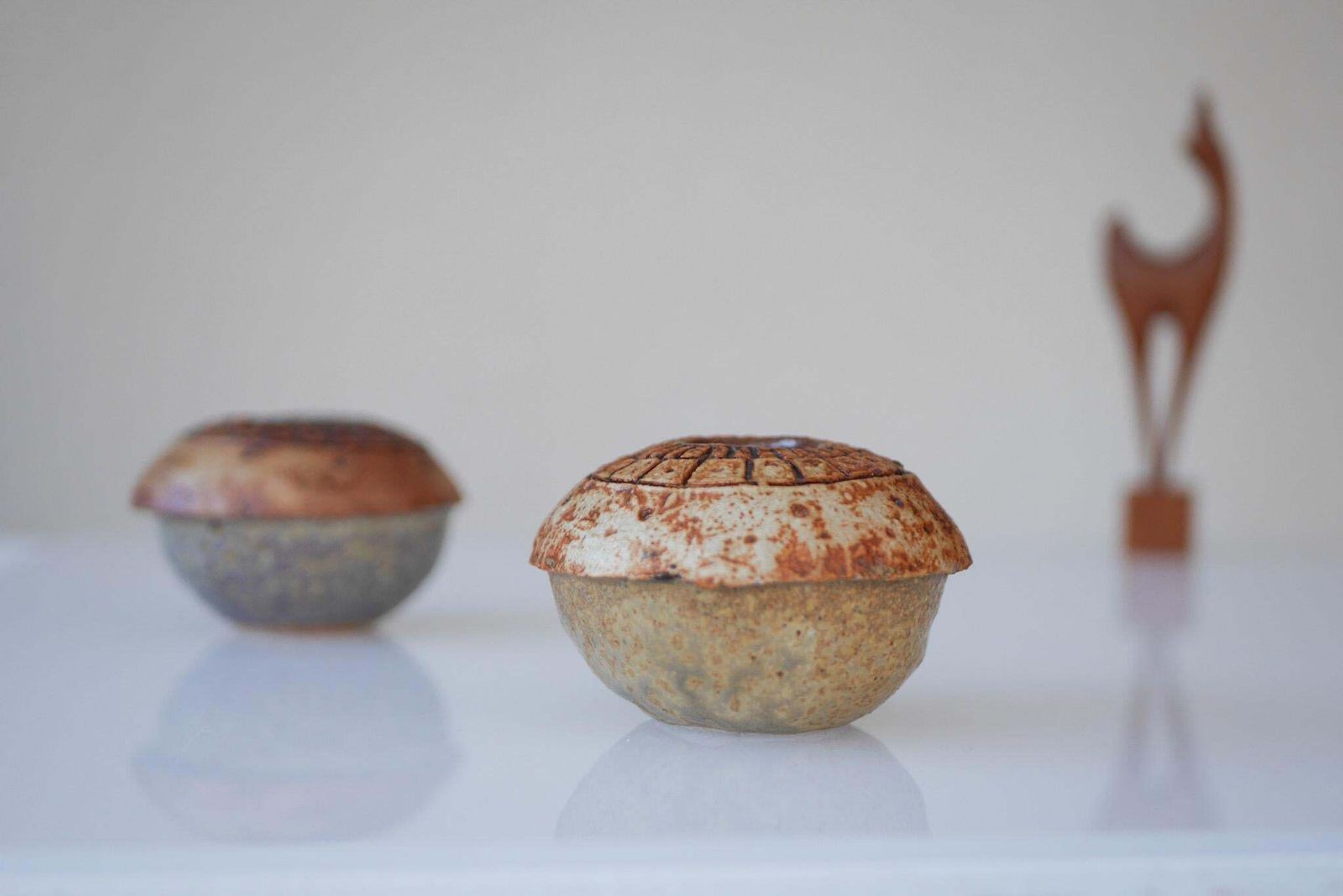 Brutalist Studio Pottery Vases Or Pots By Bernard Rooke, 1960s, Set Of 2 photo vinterior