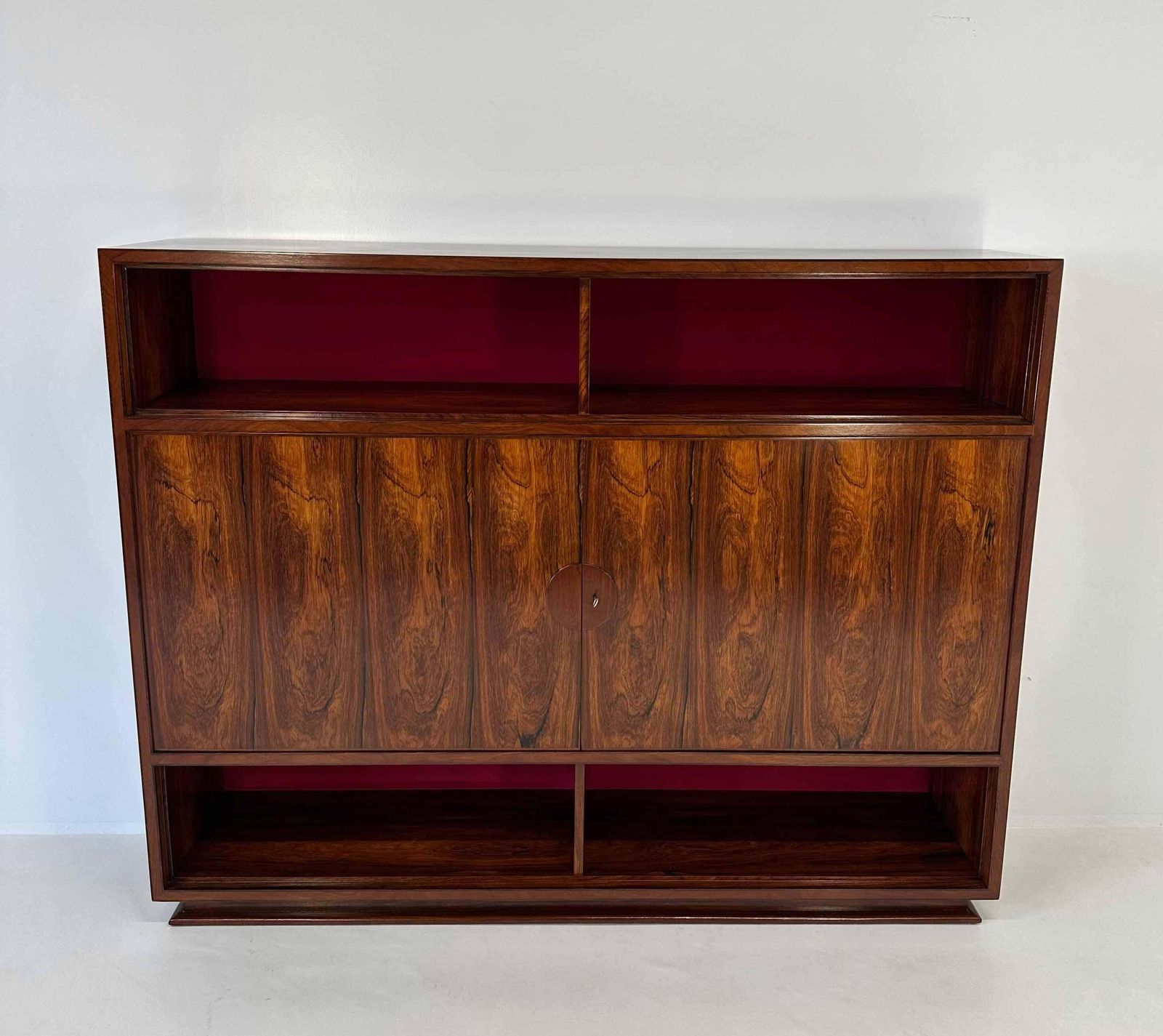 Italian Art Deco Ziricote Wood And Velvet Sideboard Cabinet Attr. Borsani, 1950s photo for sale