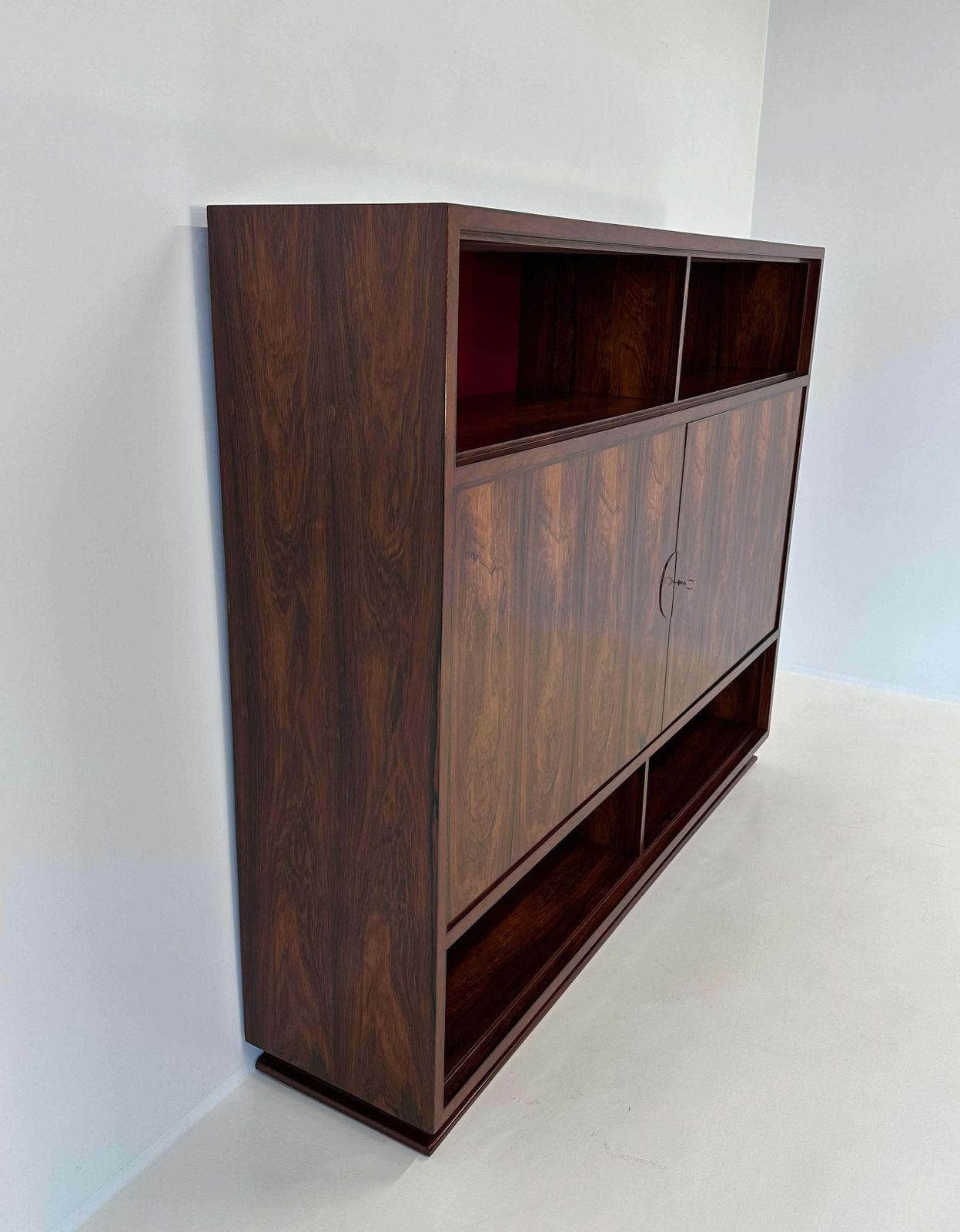 Italian Art Deco Ziricote Wood And Velvet Sideboard Cabinet Attr. Borsani, 1950s photo vinterior