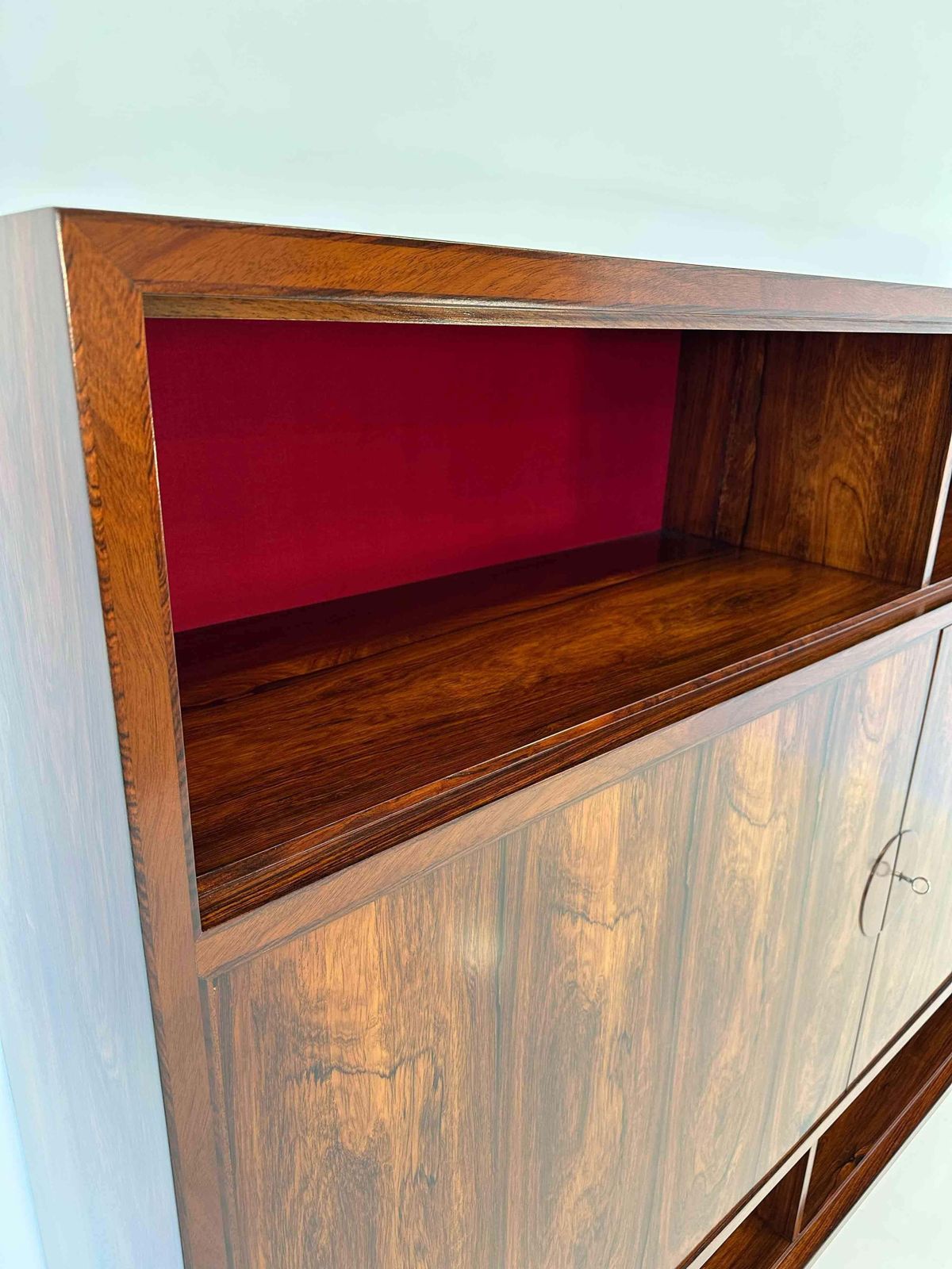 8106.0 Italian Art Deco Ziricote Wood And Velvet Sideboard Cabinet Attr. Borsani, 1950s photo