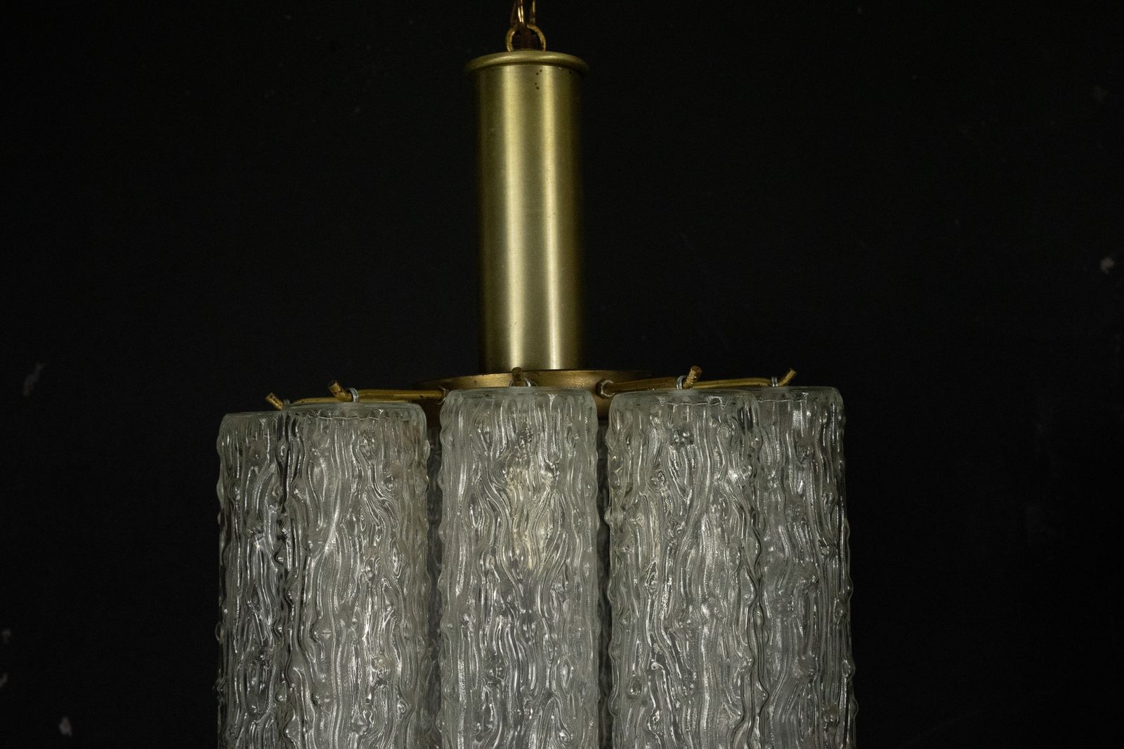 Lighting Pair Of Murano Glass And Brass Chandeliers In The Style Of Toni Zuccheri. Italy 1970s photo