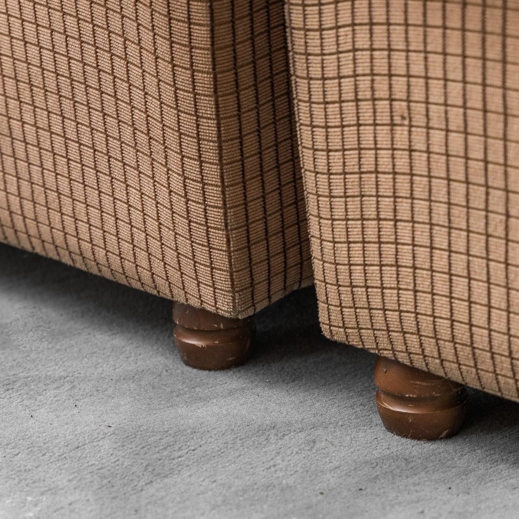 Set Of 3 Modular Armchairs In Beige Checked Fabric From The 70s, Vintage Modernism photo vintage