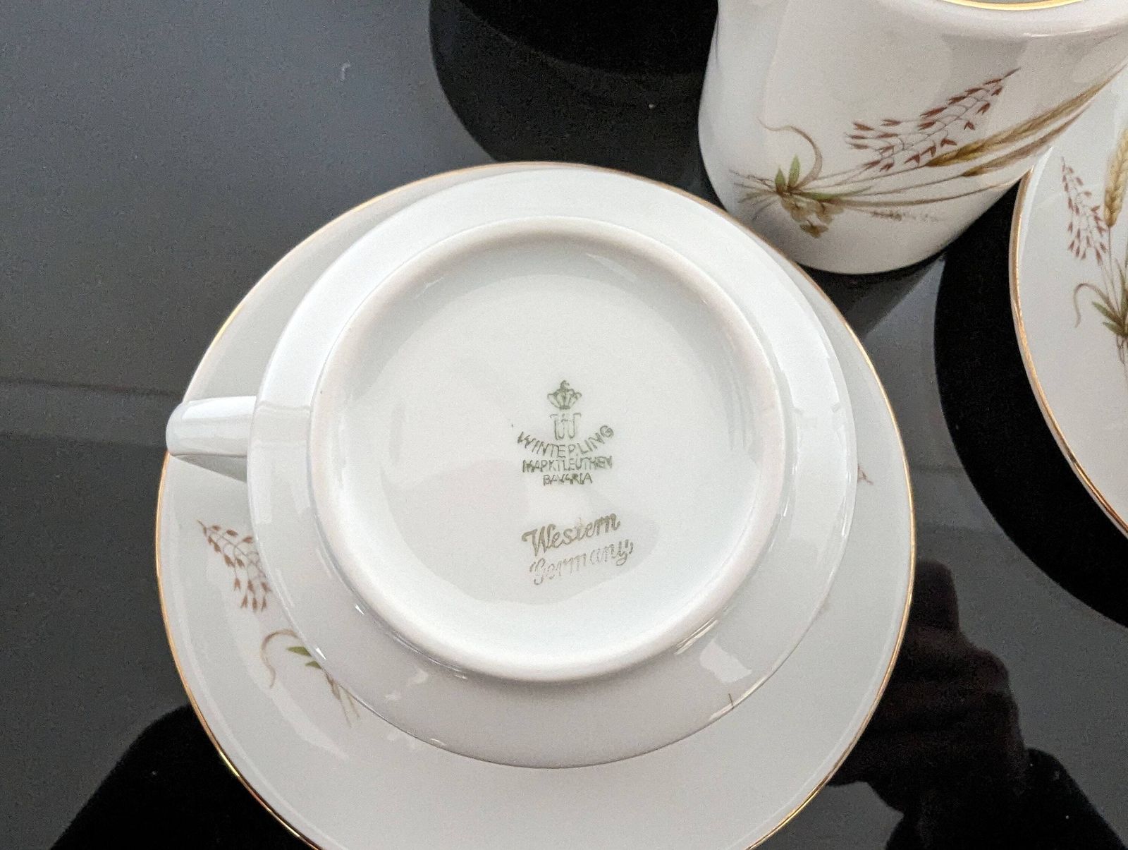 Marktleuthen Bavaria Winterling Pattern Ceramic Coffee Or Tea Set For 6 1950s 1960s Made In West Germany Mid Century photo vintage
