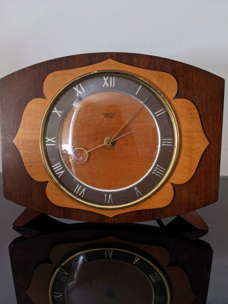 Mid Century Modern Smiths Sectric Wooden Plug In Mantel Clock Working Made In England