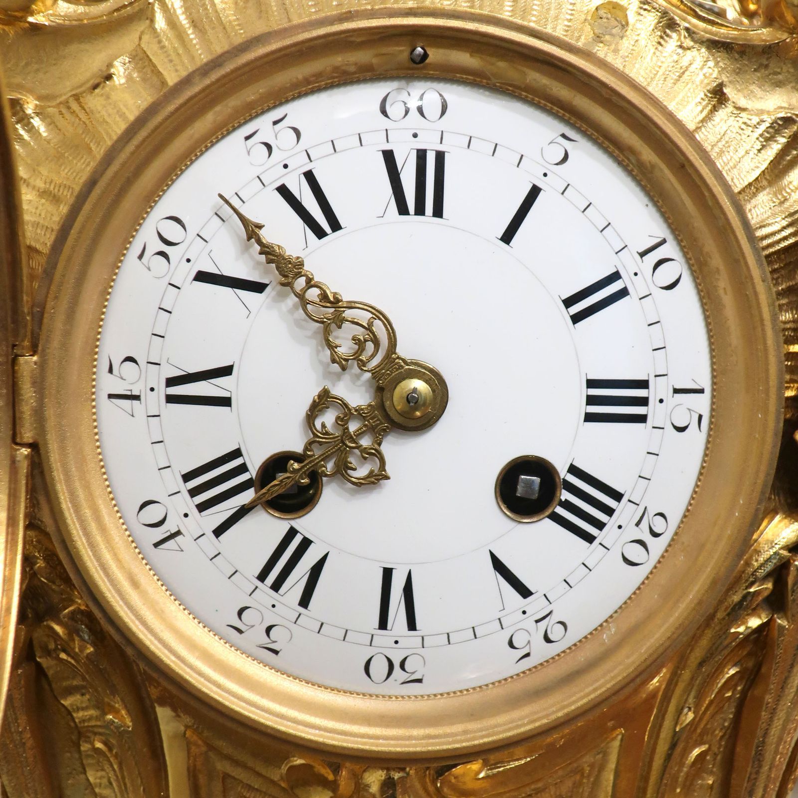 French Louis XV Style Gilt Brass Mantel Clock By Japy Freres photo for sale